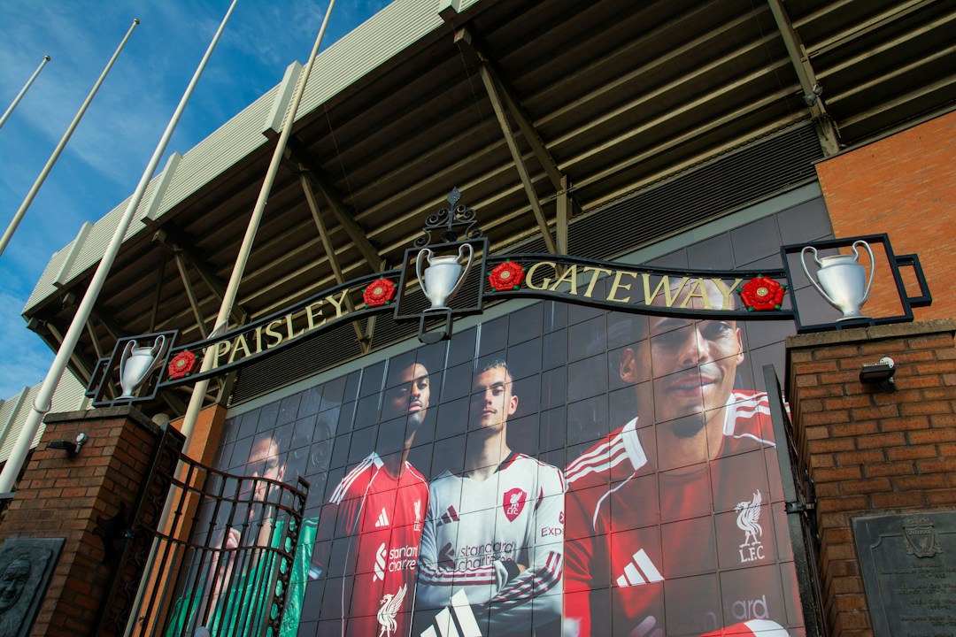 Anfield stadium entrance and Paisley Gateway, football ground exterior; photograph by Alexander David via Unsplash